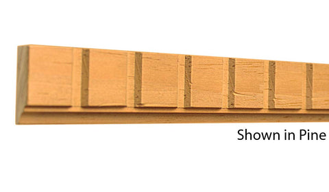 Profile View of Decorative Dentil Molding, product number DD-108-016-1-CP - 1/2" x 1-1/4" Clear Pine Decorative Dentil Molding - $2.32/ft sold by American Wood Moldings