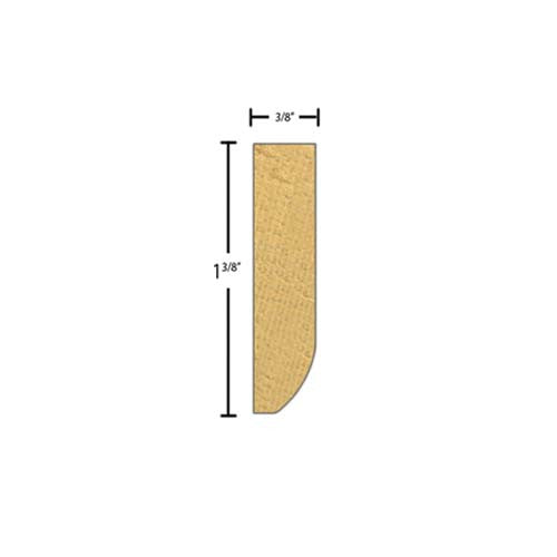 Side View of Decorative Embossed Molding, product number DE-112-012-1-CP - 3/8" x 1-3/8" Clear Pine Decorative Embossed Molding - $2.56/ft sold by American Wood Moldings