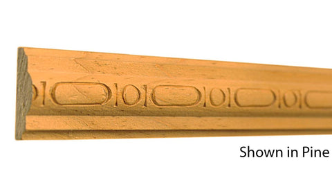Profile View of Decorative Embossed Molding, product number DE-108-016-2-CP - 1/2" x 1-1/4" Clear Pine Decorative Embossed Molding - $2.32/ft sold by American Wood Moldings