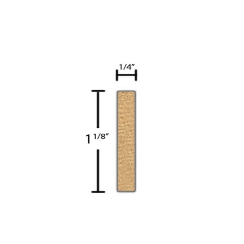Side View of Decorative Embossed Molding, product number DE-104-008-2-CP - 1/4" x 1-1/8" Clear Pine Decorative Embossed Molding - $2.08/ft sold by American Wood Moldings