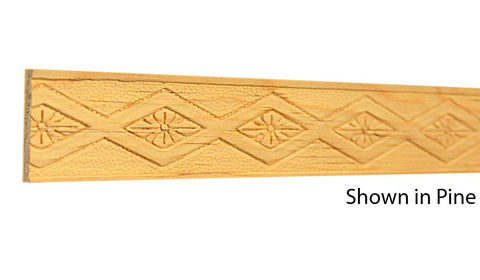 Profile View of Decorative Embossed Molding, product number DE-112-008-1-CP - 1/4" x 1-3/8" Clear Pine Decorative Embossed Molding - $2.52/ft sold by American Wood Moldings