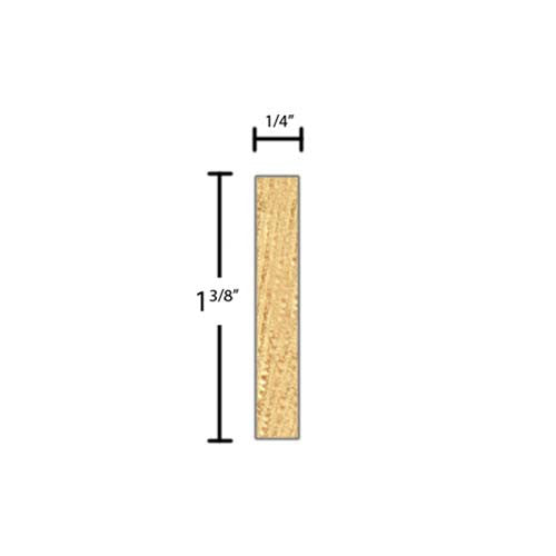 Side View of Decorative Embossed Molding, product number DE-112-008-1-CP - 1/4" x 1-3/8" Clear Pine Decorative Embossed Molding - $2.52/ft sold by American Wood Moldings