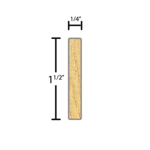Side View of Decorative Embossed Molding, product number DE-116-008-3-CP - 1/4" x 1-1/2" Clear Pine Decorative Embossed Molding - $2.28/ft sold by American Wood Moldings