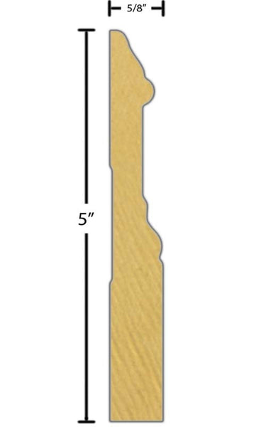 Side View of Base Molding, product number BA-500-020-1-PM - 5/8" x 5" Primed MDF Base - $1.00/ft sold by American Wood Moldings