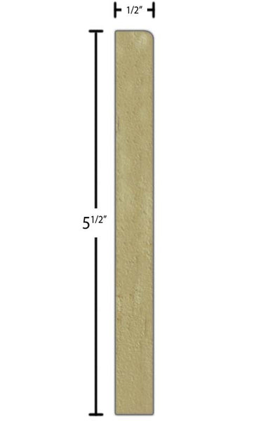 Side View of Base Molding, product number BA-516-016-1-PM - 1/2" x 5-1/2" Primed MDF Base - $0.87/ft sold by American Wood Moldings