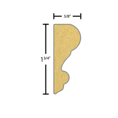 Side View of Panel Molding, product number PA-124-020-1-PM - 5/8" x 1-3/4" Primed MDF Panel Molding - $1.00/ft sold by American Wood Moldings