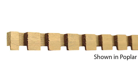 Profile View of Decorative Dentil Molding, product number DD-022-016-1-PO - 1/2" x 11/16" Poplar Decorative Dentil Molding - $1.28/ft sold by American Wood Moldings