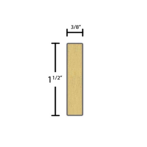 Side View of Decorative Dentil Molding, product number DD-116-012-2-PO - 3/8" x 1-1/2" Poplar Decorative Dentil Molding - $2.76/ft sold by American Wood Moldings