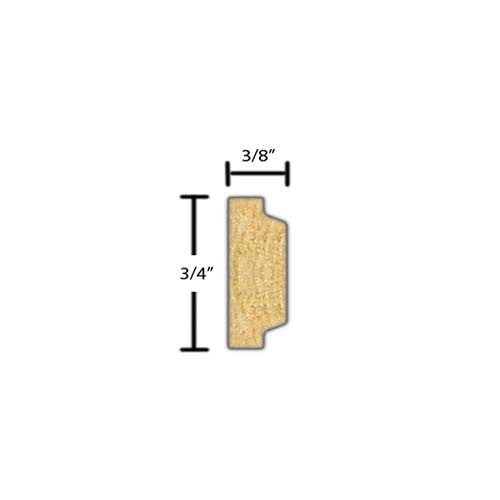 Side View of Decorative Embossed Molding, product number DE-024-012-10-PO - 3/8" x 3/4" Poplar Decorative Embossed Molding - $1.40/ft sold by American Wood Moldings