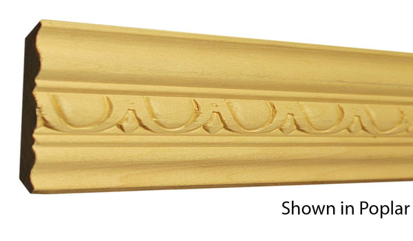 Profile View of Decorative Embossed Molding, product number DE-300-014-1-PO - 7/16" x 3" Poplar Decorative Embossed Molding - $5.52/ft sold by American Wood Moldings