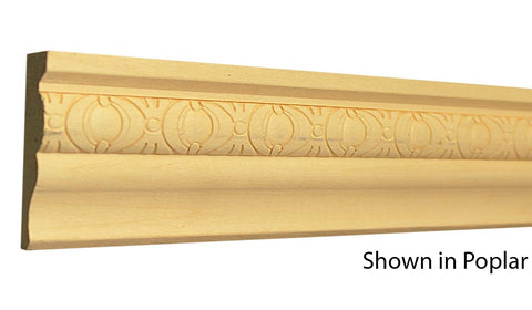 Profile View of Decorative Embossed Molding, product number DE-300-022-1-PO - 11/16" x 3" Poplar Decorative Embossed Molding - $5.52/ft sold by American Wood Moldings