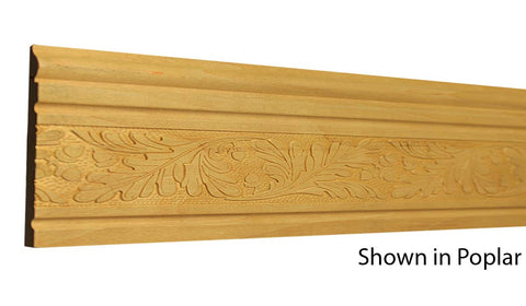 Profile View of Decorative Embossed Molding, product number DE-400-012-1-PO - 3/8" x 4" Poplar Decorative Embossed Molding - $7.36/ft sold by American Wood Moldings