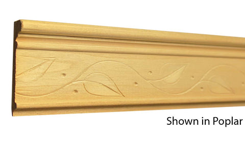 Profile View of Decorative Embossed Molding, product number DE-216-018-1-PO - 9/16" x 2-1/2" Poplar Decorative Embossed Molding - $4.60/ft sold by American Wood Moldings