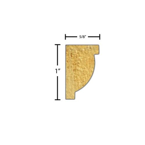 Side View of Decorative Embossed Molding, product number DE-100-020-1-PO - 5/8" x 1" Poplar Decorative Embossed Molding - $1.84/ft sold by American Wood Moldings