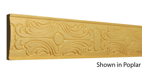 Profile View of Decorative Embossed Molding, product number DE-200-014-2-PO - 7/16" x 2" Poplar Decorative Embossed Molding - $3.68/ft sold by American Wood Moldings
