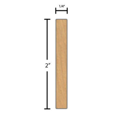 Side View of Decorative Carved Molding, product number DC-200-008-4-RO - 1/4" x 2" Red Oak Decorative Carved Molding - $8.80/ft sold by American Wood Moldings