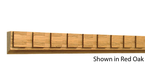 Profile View of Decorative Dentil Molding, product number DD-028-016-1-RO - 1/2" x 7/8" Red Oak Decorative Dentil Molding - $2.24/ft sold by American Wood Moldings