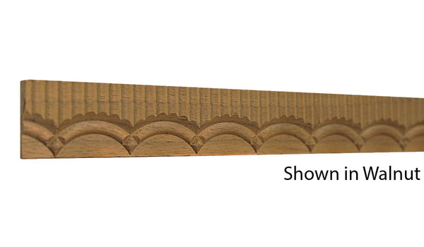 Profile View of Decorative Carved Molding, product number DC-102-006-1-WA - 3/16" x 1-1/16" Walnut Decorative Carved Molding - $6.56/ft sold by American Wood Moldings